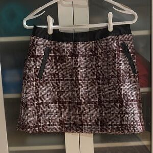 Nordstrom Rack Tweed Mini Skirt With Faux Leather Trim NWT SZ M❤️❤️